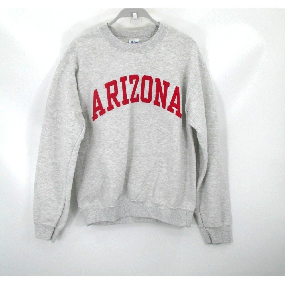 Gildan Arizona University Sweatshirt Mens Small Gray Red Logo Pullover Fleece